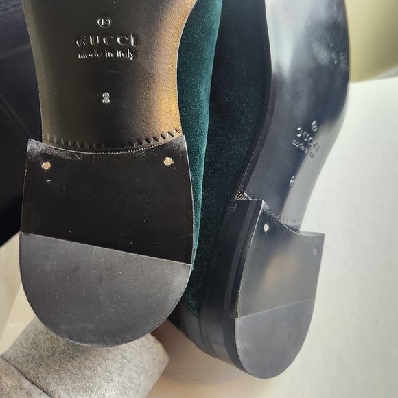 Gucci Green embroidered loafers size 8 new no box, imperfections - Picture 15 of 16